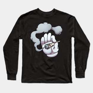 Cartoon Hand Holding A Joint Long Sleeve T-Shirt